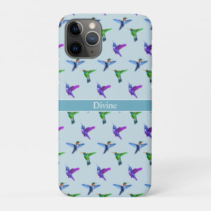 Beautiful Hummingbirds on Light Turquoise Blue Case-Mate iPhone Case