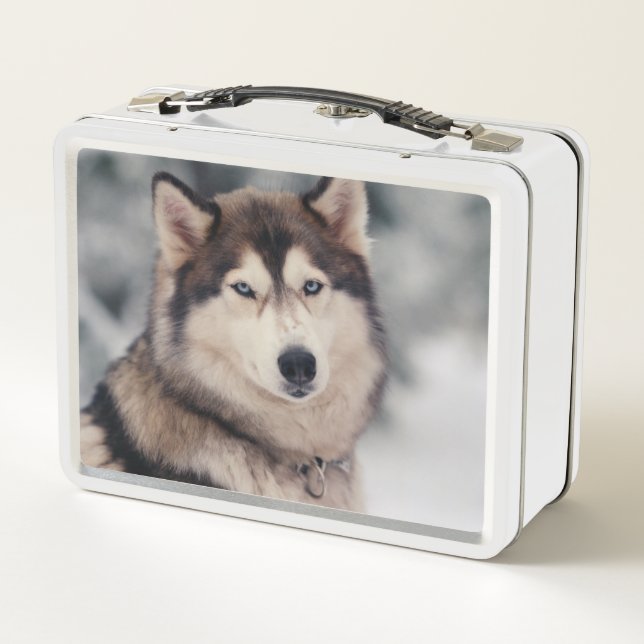 Beautiful Husky in the Outdoors Metal Lunch Box (Back)