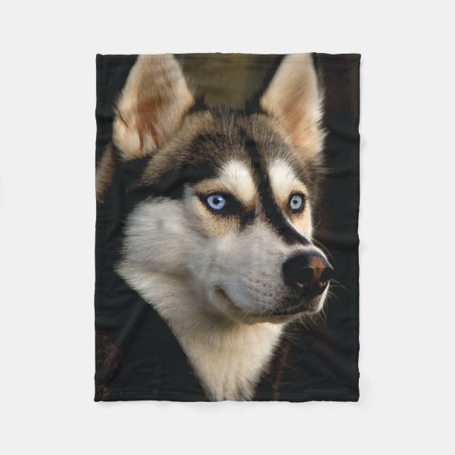 Beautiful Husky Throw Pillow Fleece Blanket (Front)