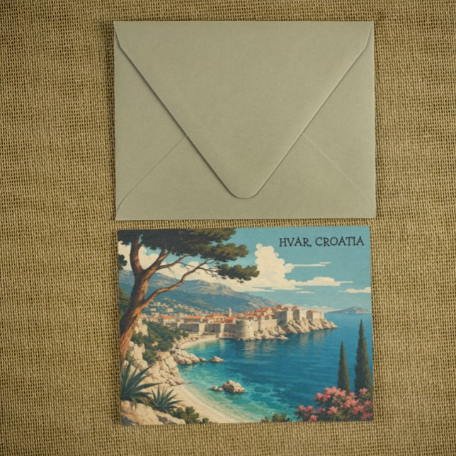Beautiful Hvar Croatia Adria Coast Panorama View Postcard (Beautiful Hvar Croatia Adria Coast Panorama View Postcard)