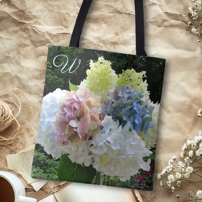 Beautiful Hydrangea Bouquet Monogram Initial Bag (Creator Uploaded)