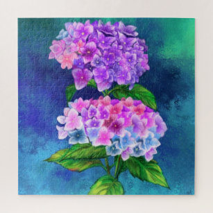 Beautiful Hydrangea Flowers - Migned Painting Art Jigsaw Puzzle