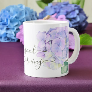 Beautiful Hygrangea Flowers, Summery Good Morning Large Coffee Mug