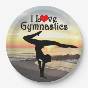 BEAUTIFUL I LOVE GYMNASTICS PAPER PLATES