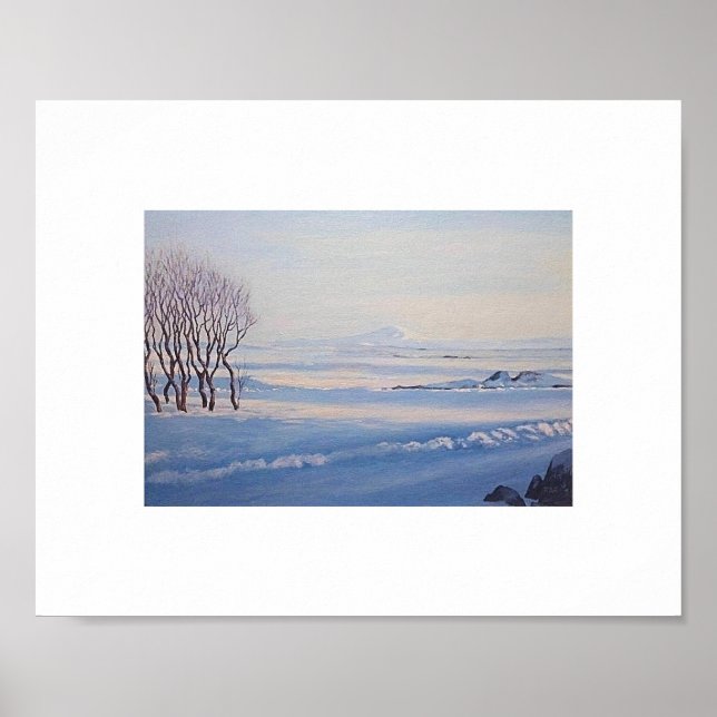 Beautiful Icelandic winter landscape painting art  Poster (Front)