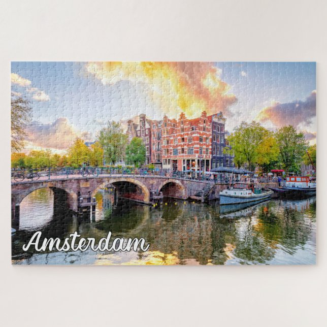 Beautiful Iconic City Of Amsterdam, Netherlands Jigsaw Puzzle (Horizontal)