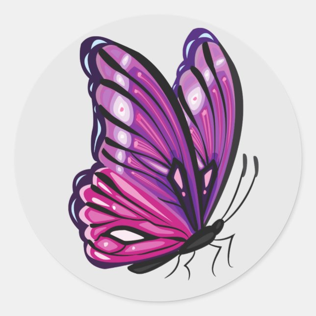 Beautiful illustrated Butterfly   Classic Round Sticker (Front)