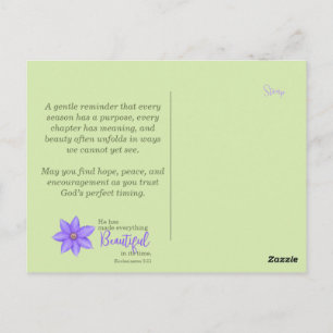 Beautiful in Its Time   Purple Clematis Postcard