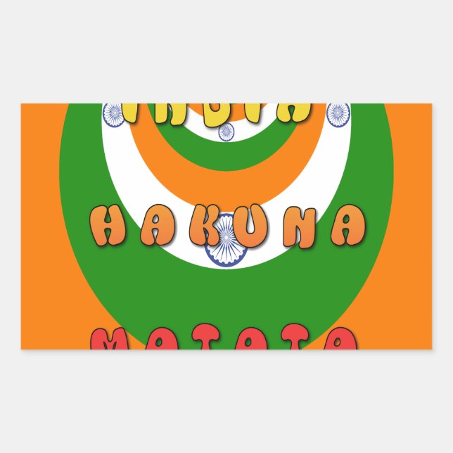 Beautiful India National Flag Colours Hakuna Matat Rectangular Sticker (Front)