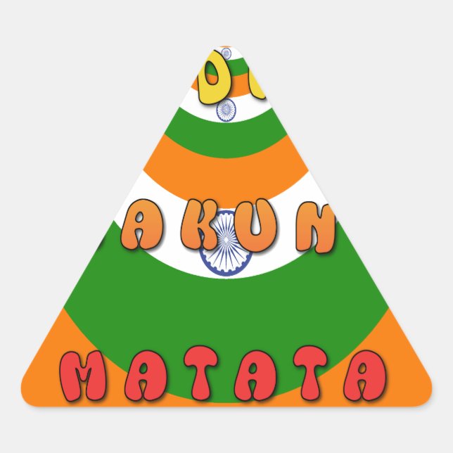 Beautiful India National Flag Colours Hakuna Matat Triangle Sticker (Front)