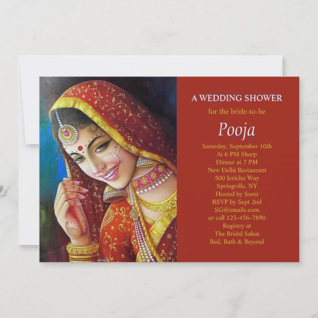 Beautiful Indian Girl Shower Invitation (Front)