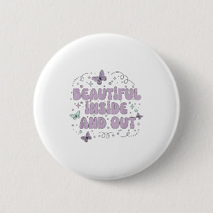 Beautiful Inside And Out Cute Butterfly Lavender S 6 Cm Round Badge