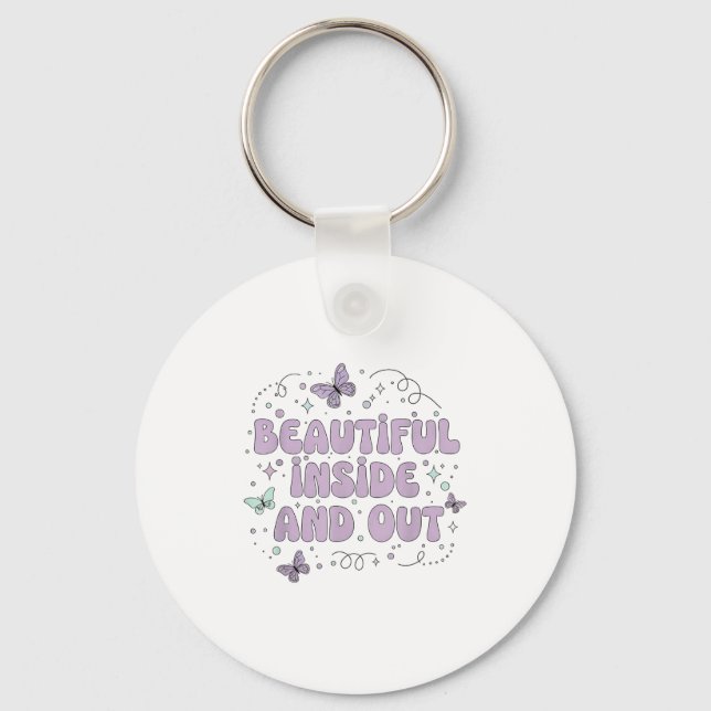 Beautiful Inside And Out Cute Butterfly Lavender S Key Ring (Front)