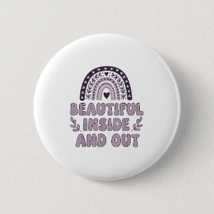 Beautiful Inside And Out Cute Rainbow Lavender Sel 6 Cm Round Badge