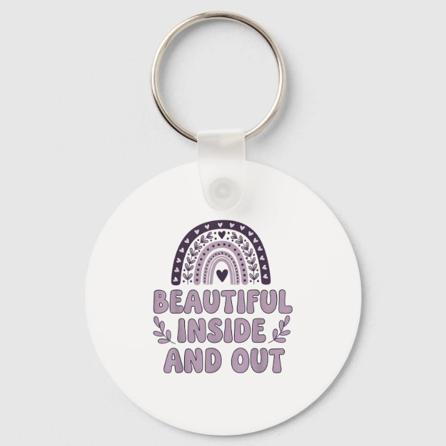 Beautiful Inside And Out Cute Rainbow Lavender Sel Key Ring (Front)
