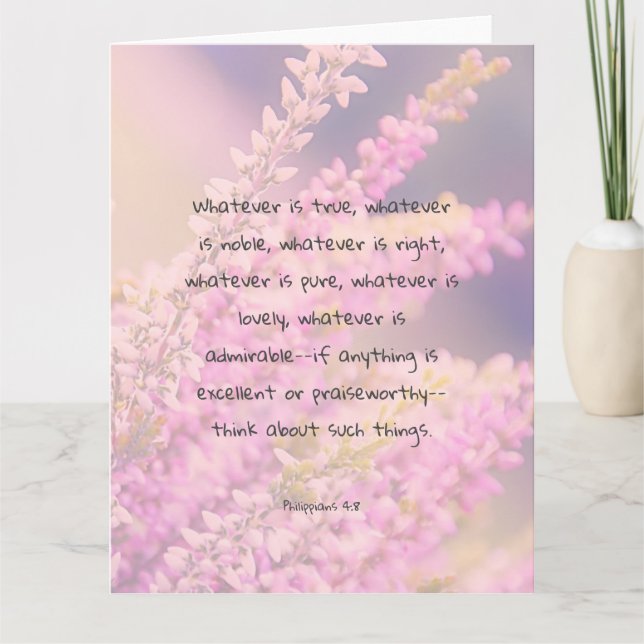 Beautiful Inspirational Scripture Bible Quote Card (Front)