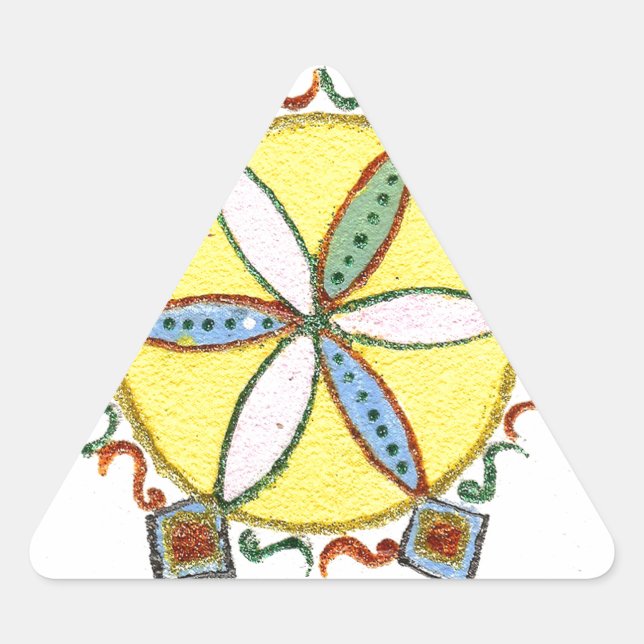 Beautiful Inspirational Star Floral Vector Pattern Triangle Sticker (Front)