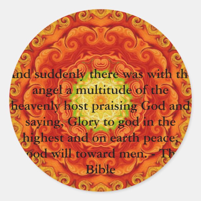 Beautiful Inspiring Biblical Angel  Quote Classic Round Sticker (Front)