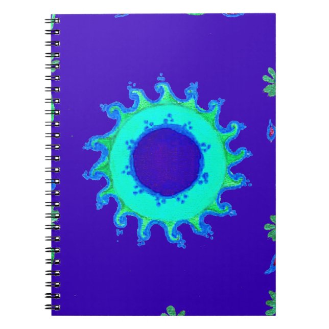 Beautiful Iridescent Blue Floral Art Oil Painting  Spiral Notebook (Front)