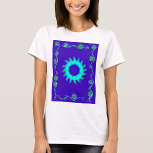 Beautiful Iridescent Blue Floral Art Oil Painting  T-Shirt