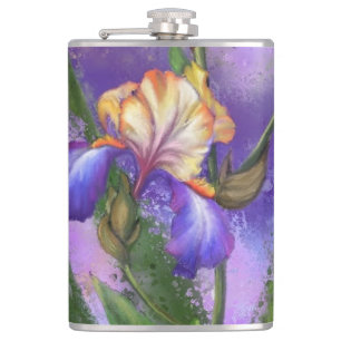 Beautiful Iris Flower Flask Art Painting