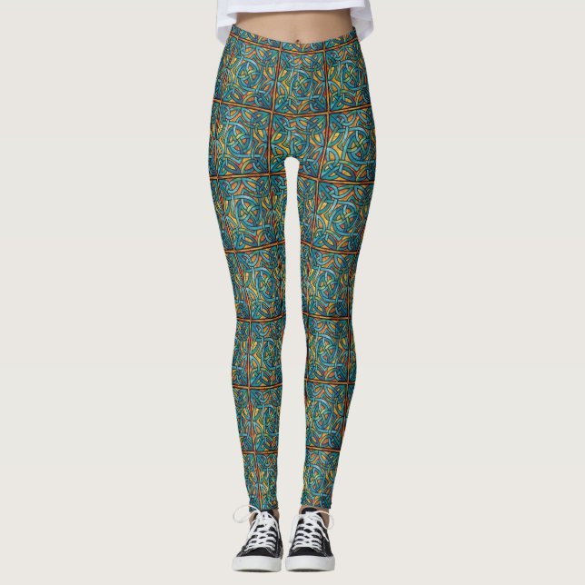 Beautiful Irish Celtic Design Print Leggings (Front)