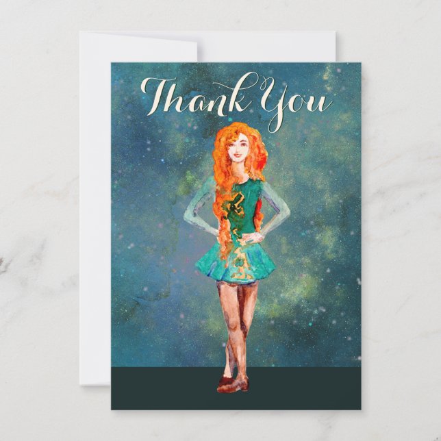 Beautiful Irish Dancer Hard Shoe Dance Flat Thank You Card (Front)
