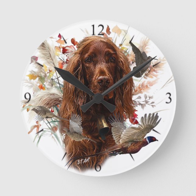 Beautiful Irish Red Setter Round Clock (Front)