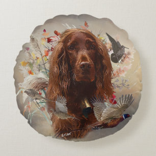 Beautiful Irish Red Setter Round Cushion