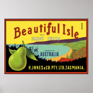 Beautiful Isle Australian Pear Crate Label Poster
