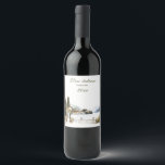 Beautiful Italian Lake Como View Wine Label<br><div class="desc">Beautiful watercolor drawing of an the italian Como Lake for your wine label,  perfect for a wedding gift or birthday gift...   Just simply change the texts to put your  name,  name of your wine,  or any text,  etc. You can change colours,  font,   size of texts.
Bellissima Italia Shop ©</div>