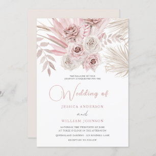 Beautiful Ivory & Dusty Rose Bohemian Wedding  Invitation