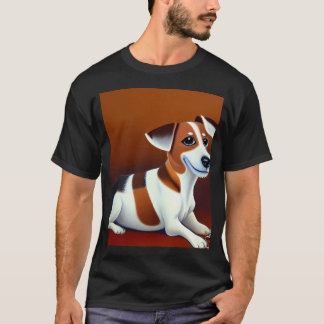Beautiful Jack Russel Cartoon Character Oil Painti T-Shirt