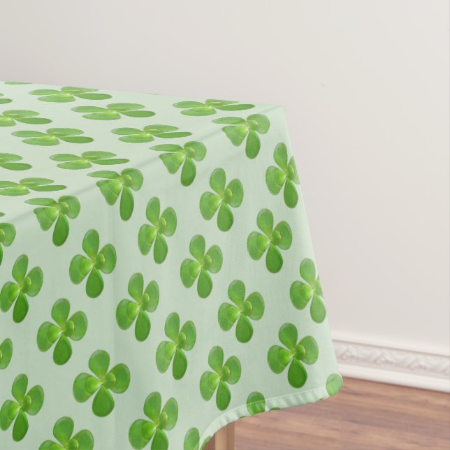 Beautiful Jade Tree Green Leaves on Light Green Tablecloth (In Situ)