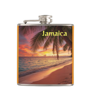 Beautiful jamaica sunset  hip flask