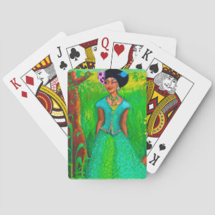 Beautiful Jamaican woman Playing Cards