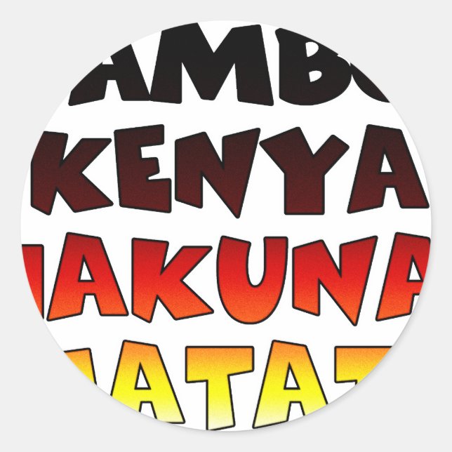 Beautiful Jambo Kenya Hakuna Matata Lovely Art  Classic Round Sticker (Front)
