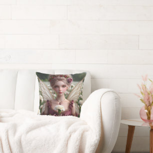 Beautiful January Fairy in Carnations Cushion