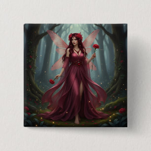 Beautiful January Garnet Fairy 15 Cm Square Badge