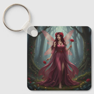 Beautiful January Garnet Fairy Key Ring