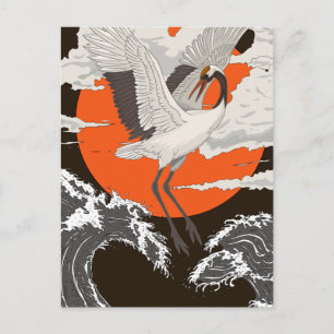 Beautiful Japanese Crane Bird Invitation Postcard