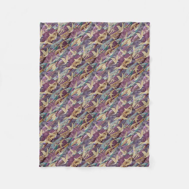 Beautiful Japanese Cranes Fleece Blanket (Front)