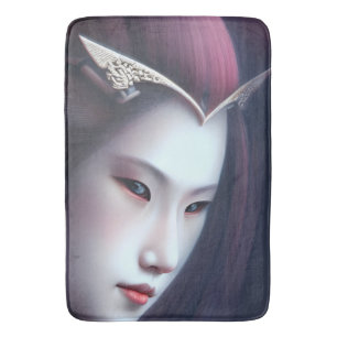 Beautiful Japanese Empress Tiara Fantasy AI Art Bath Mat