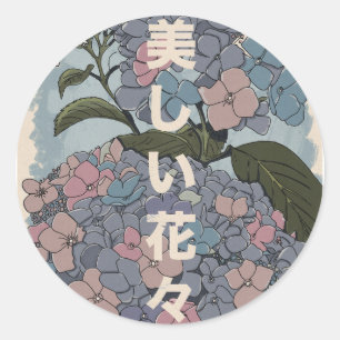 Beautiful Japanese Flowers Classic Round Sticker