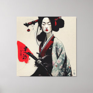 Beautiful Japanese Geisha Stretched Canvas Print