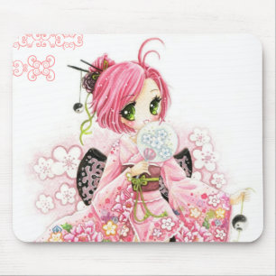 Beautiful Japanese girl in Kimono Mouse Pad