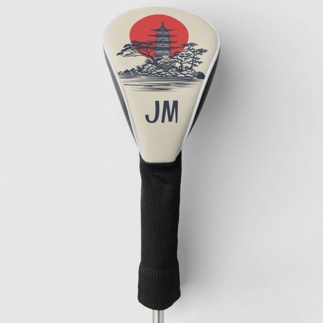 Beautiful Japanese landscape with sunrise  Golf Head Cover (Front)