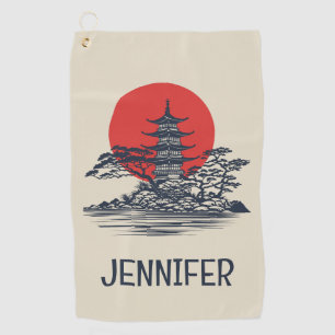 Beautiful Japanese landscape with sunrise  Golf Towel