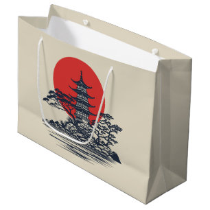 Beautiful Japanese landscape with sunrise Large Gift Bag
