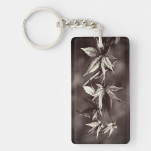 Beautiful Japanese Maple Leaf Portrait Sepia Key Ring
